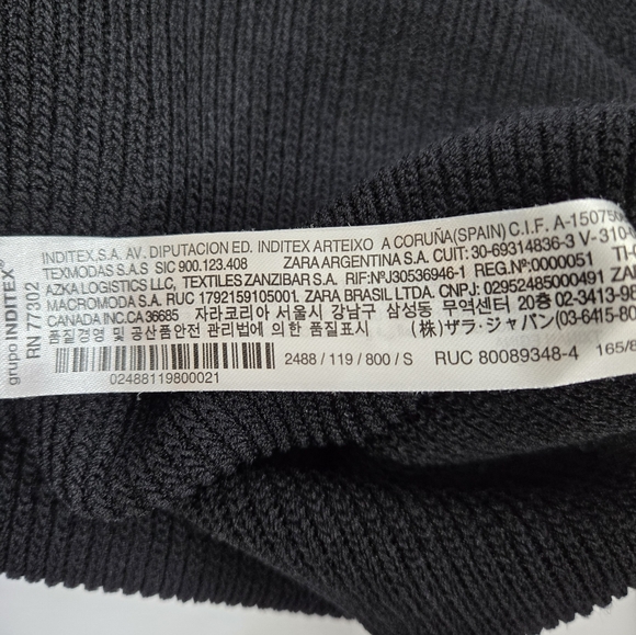 Zara Baloon Puff Sleeve Ribbed Crewneck Jet Black Sweater - Picture 12 of 13